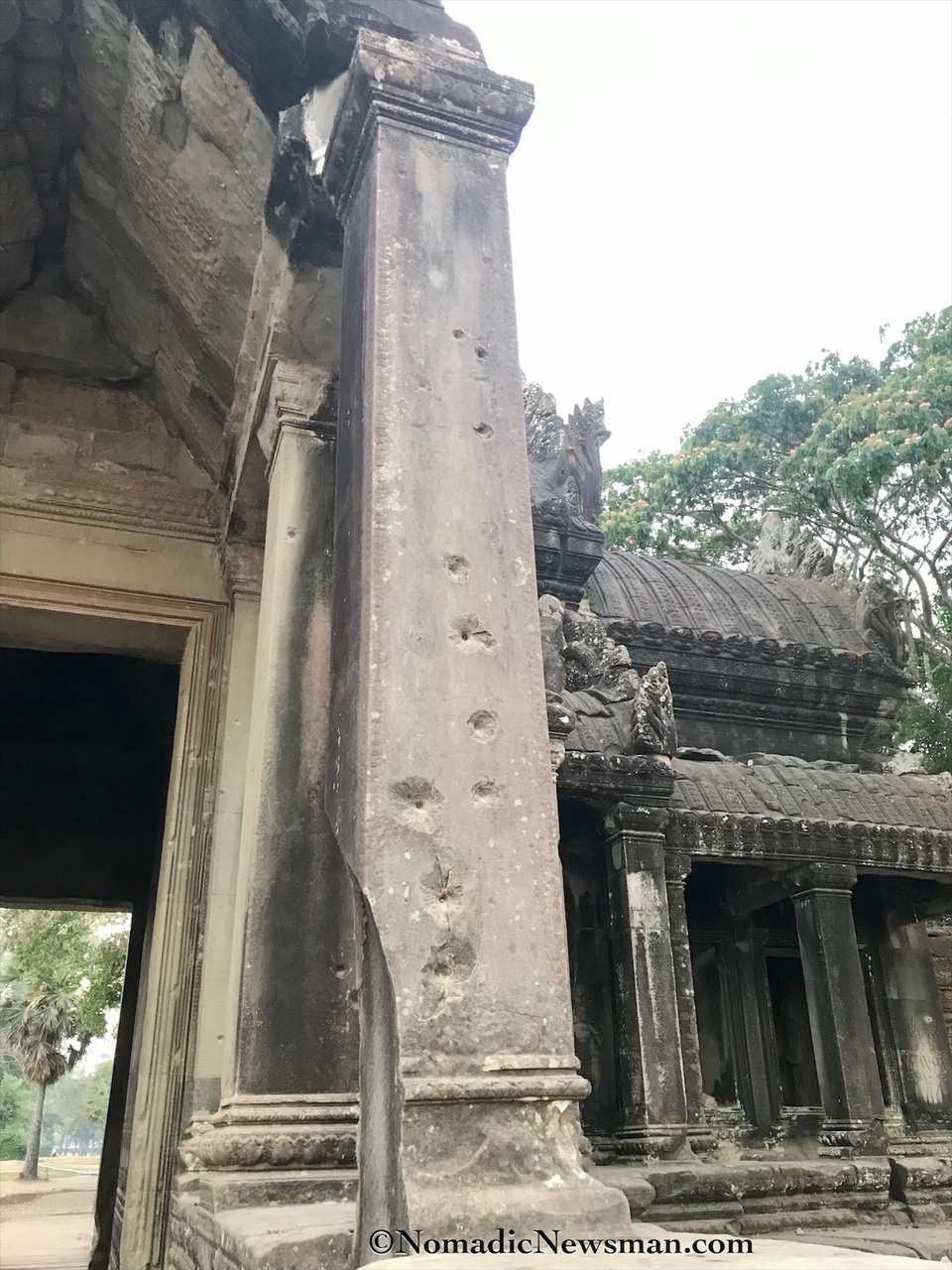 Artillery damage Angkor Wat