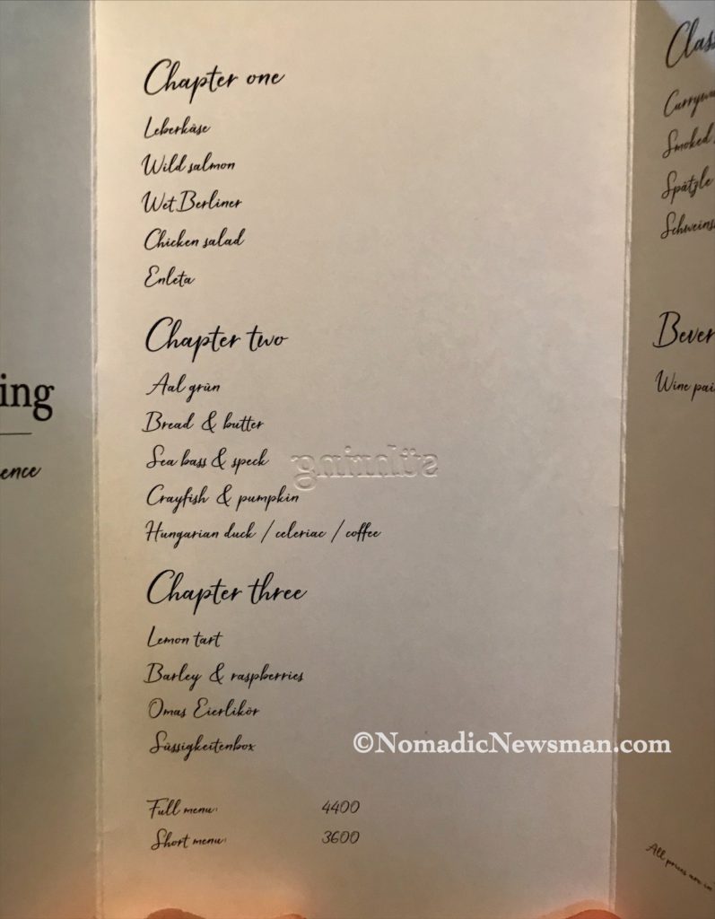 Suhring menu inside