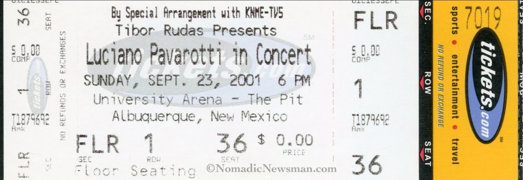 Pavarotti NM show ticket